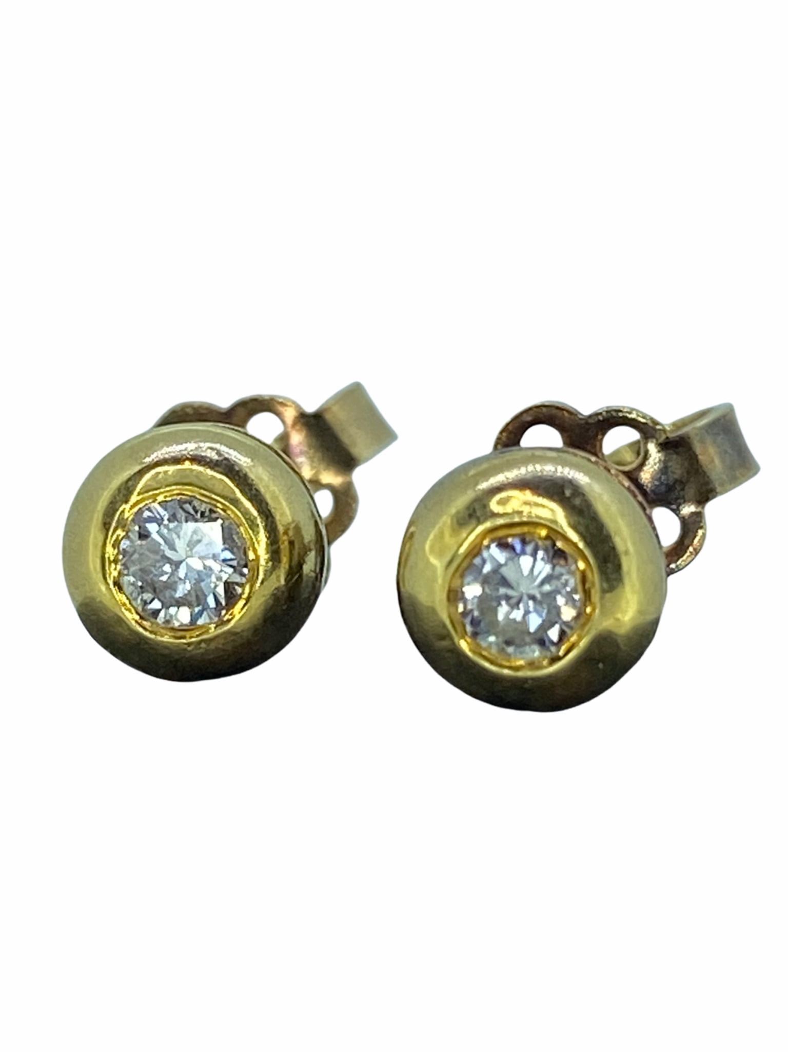 18ct Carat Gold Diamond Earrings In Rub-Over Setting | J Mccarthy’s
