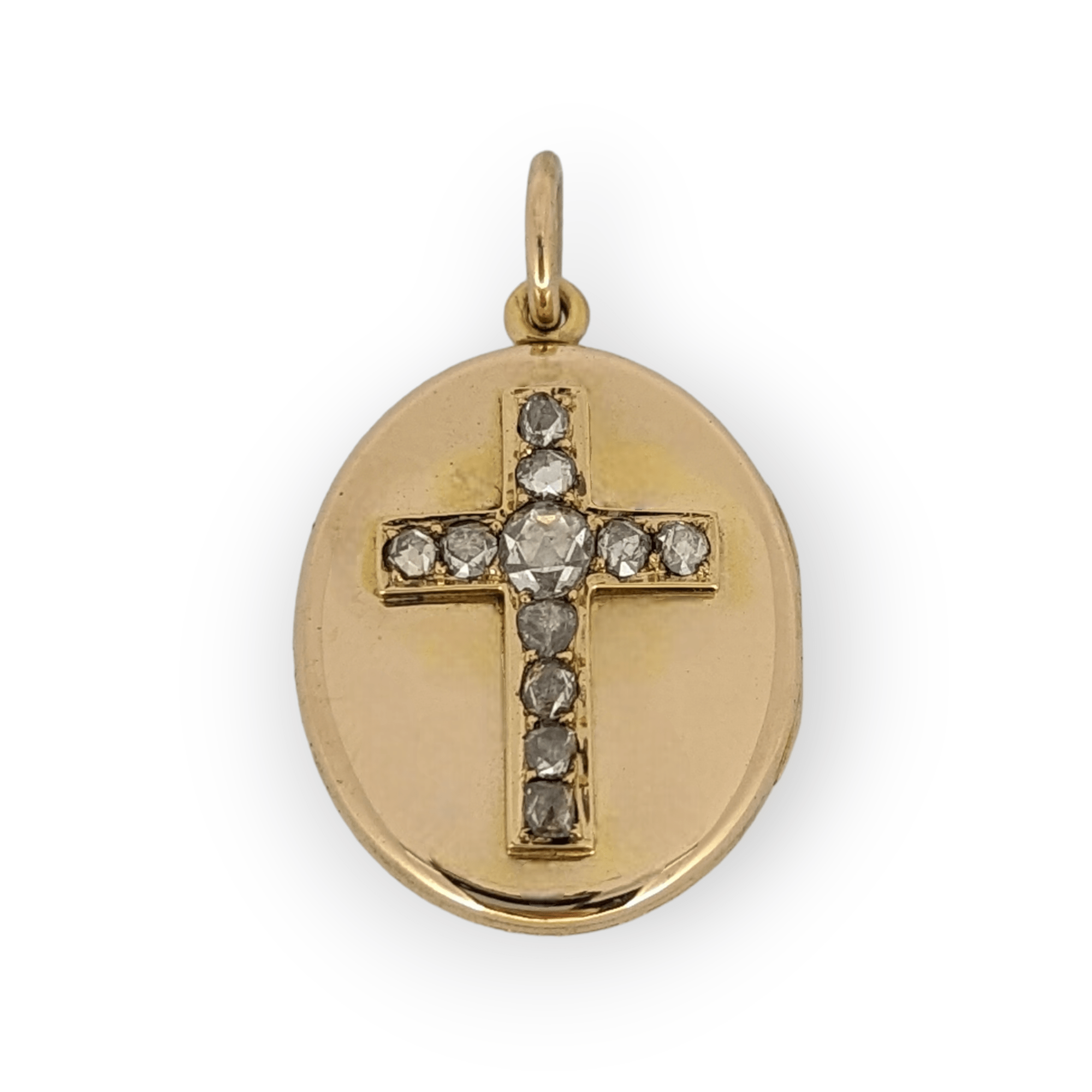 Victorian 18 Carat Gold Locket Set With Rose Cut Diamonds