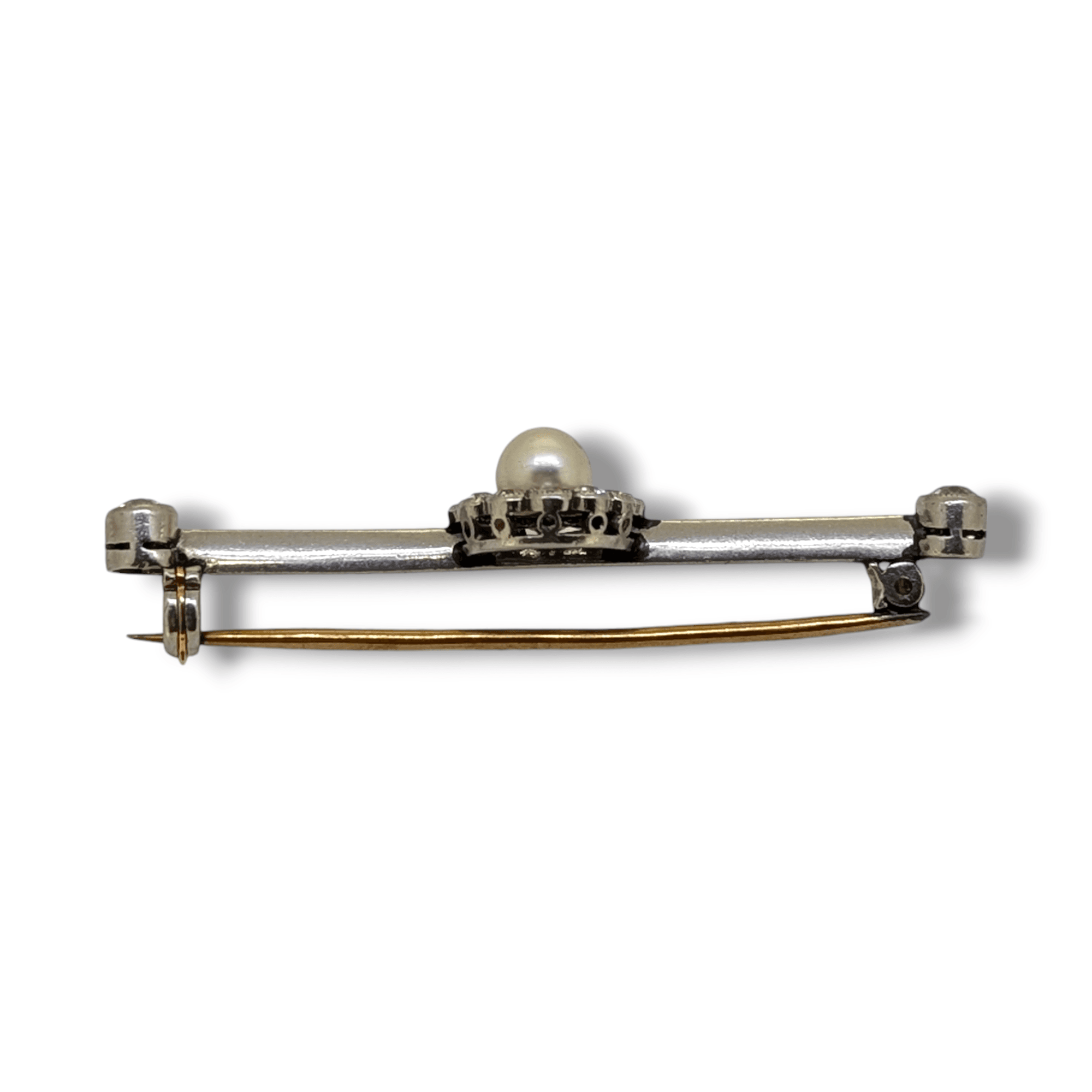 Edwardian Platinum Pearl & Diamond Bar Brooch - Image 2
