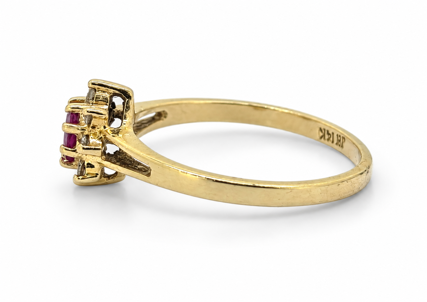 14ct Gold Ruby & Diamond Cluster Ring - Image 2