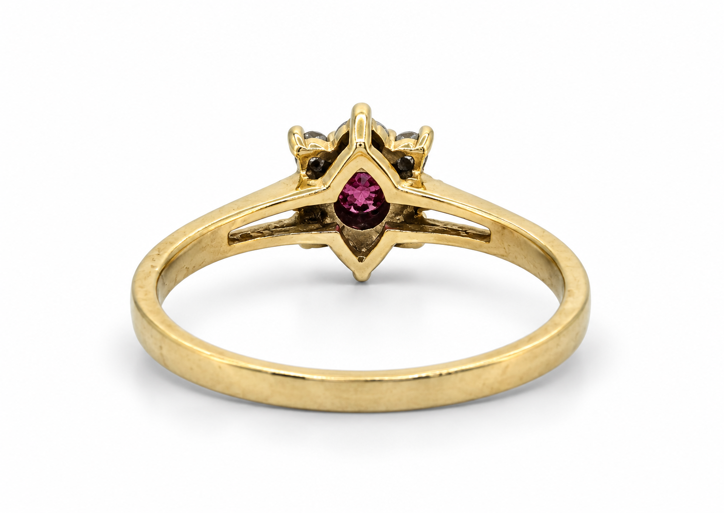 14ct Gold Ruby & Diamond Cluster Ring - Image 3