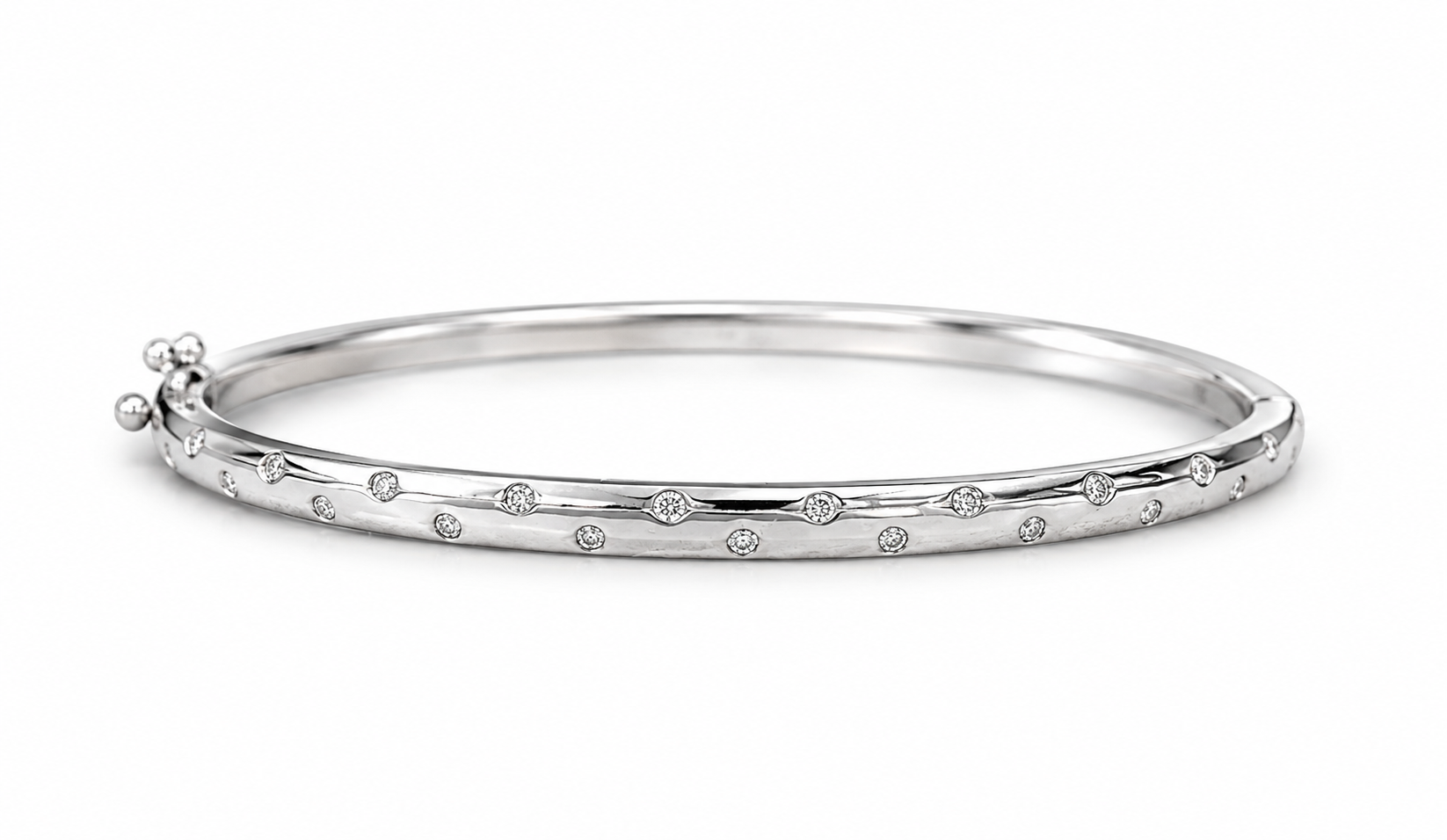 9ct White Gold Diamond Bangle