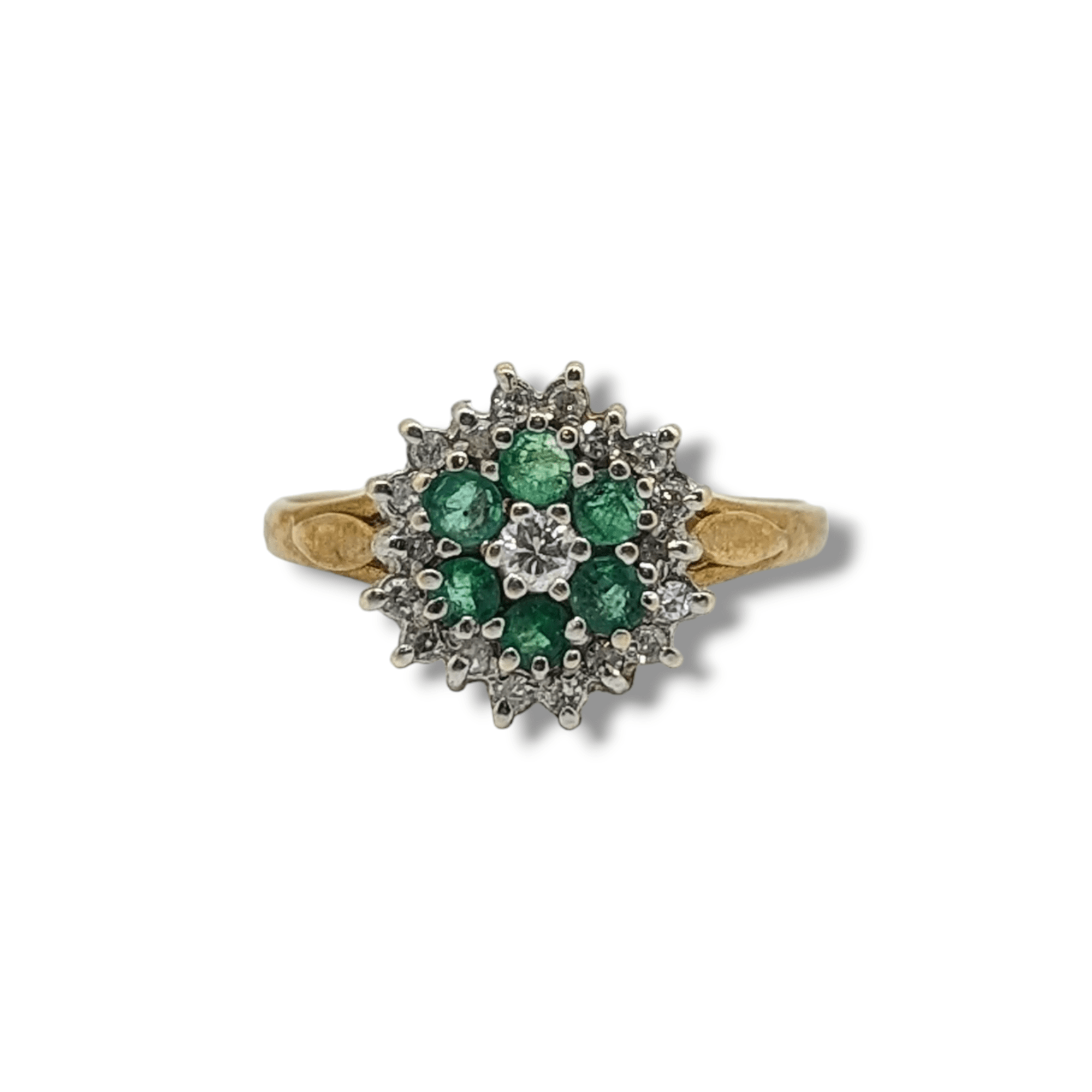 9 Carat Gold Emerald & Diamond Cluster Ring