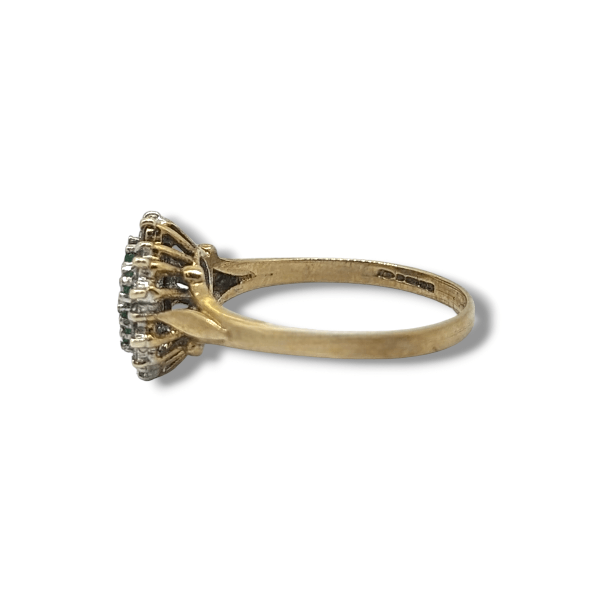 9 Carat Gold Emerald & Diamond Cluster Ring - Image 3