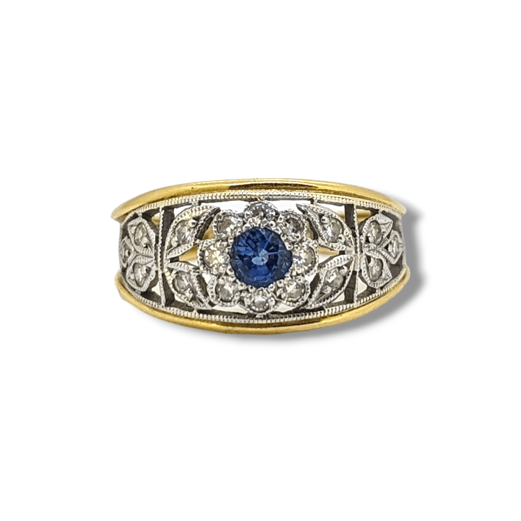 18 Carat Gold Sapphire & Diamond Cluster Ring