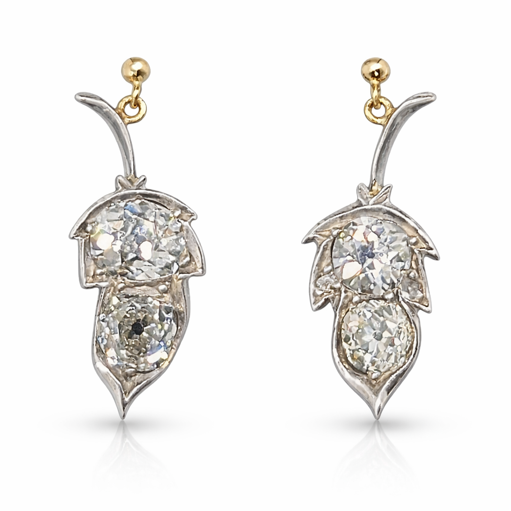Antique Victorian Old Cut Diamond Drop Earrings